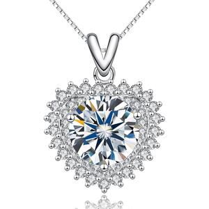5CT Moissanite Pendant Necklace 925 Sterling Silver D Color Adjustable Chain